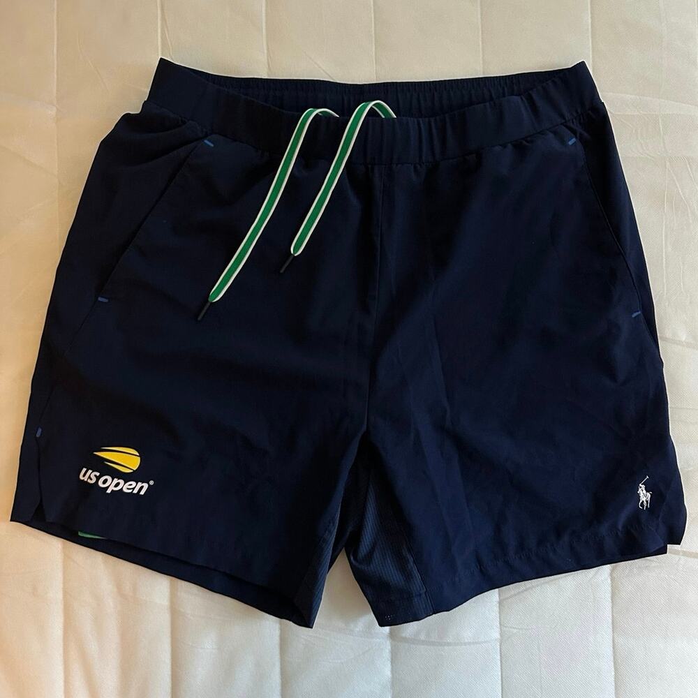 Polo Ralph Lauren Mens US Open Ball Crew Shorts Navy w/Green Liner Pockets Large